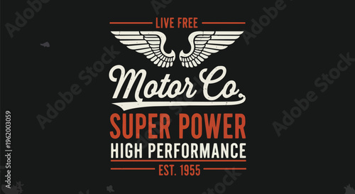 Modern Emblem with Wings against a Dark Black Background, perfect for automotive advertising, apparel branding, and event promotion.