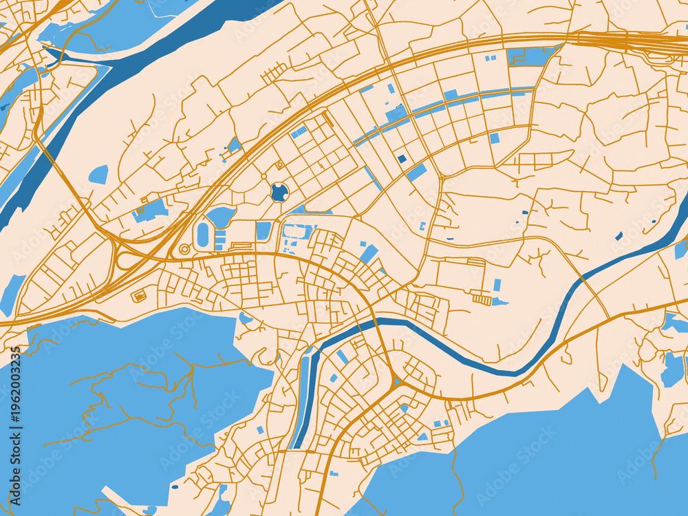 Fototapeta premium Cartographic city illustration of Sanxia, Taiwan