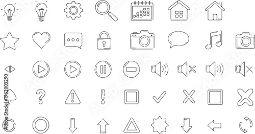 flat design vector icons set for home office technology and productivity tools