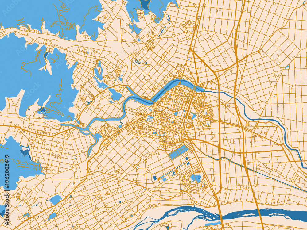 Naklejka premium Urban planning style map of Yilan, Taiwan