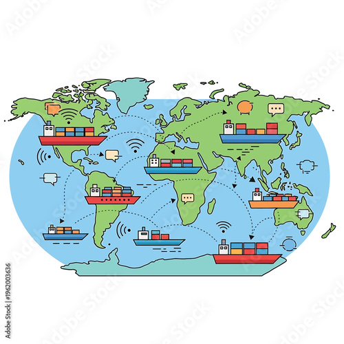 Container ships on the ocean.