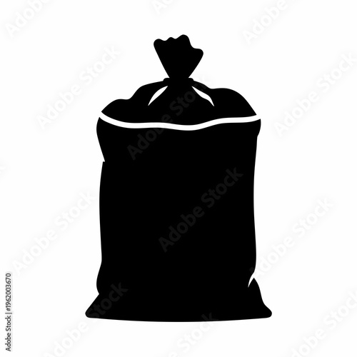 Illustration of a Tied Black Bag Isolated on White Background Depicting Waste