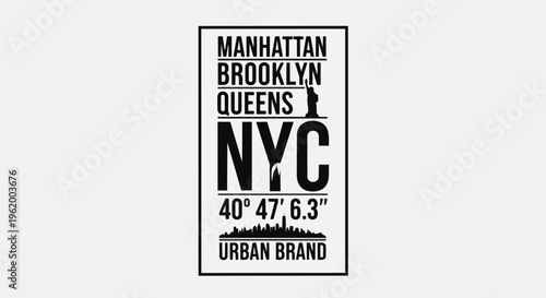 Modern Urban Branding with NYC and Landmarks, against a clean background, ideal for travel brochures, city guides, and promotional materials.