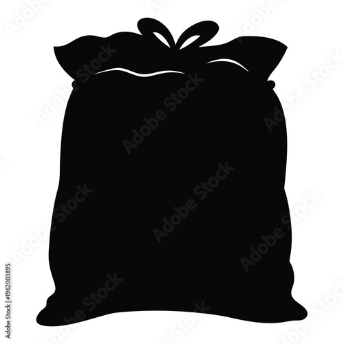 Silhouette of a Tied Sack for Storage or Collection, Black and White