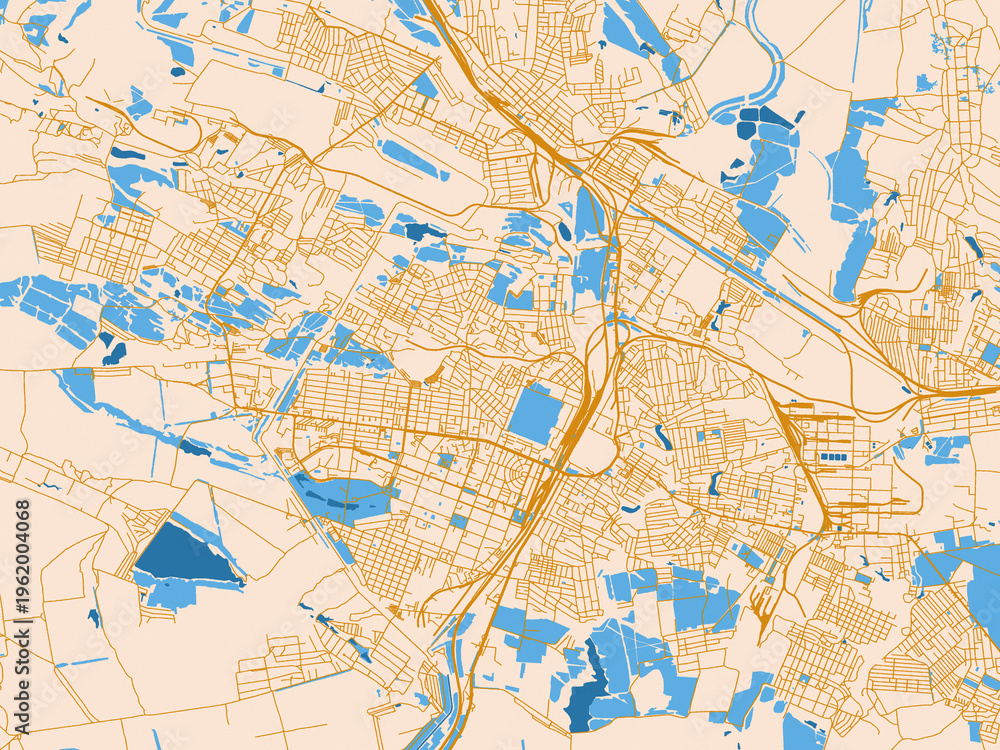 Fototapeta premium Urban planning style map of Horlivka, Ukraine