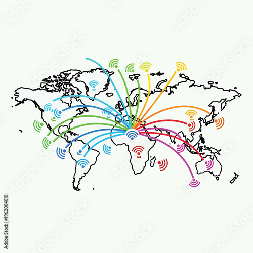 Global Network Connections Map Illustration.