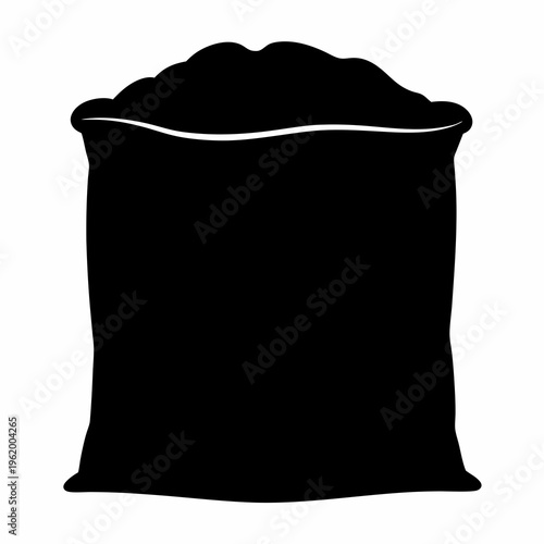 Silhouette of a filled sack with wavy edges, isolated on white background