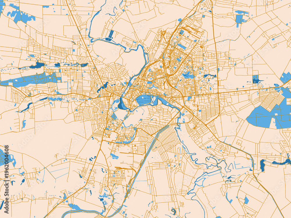 Naklejka premium City grid layout map — Lutsk, Ukraine