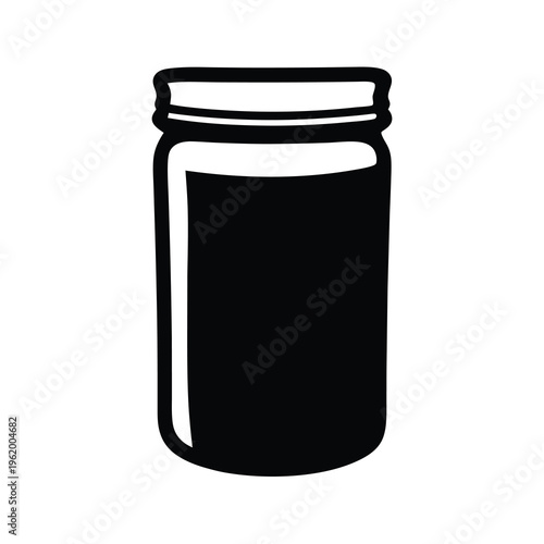 Black and white silhouette illustration of a mason jar, suitable for canning