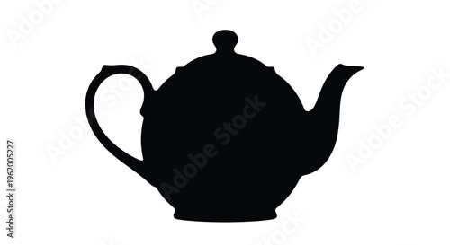 A classic black teapot design elegantly presented as a silhouette