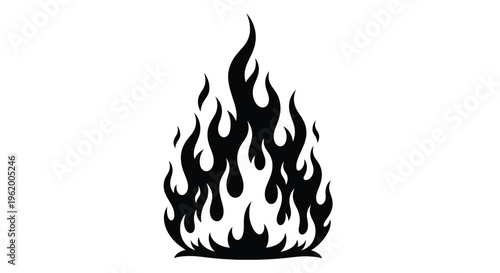 Stylized black flame graphic with swirling shapes a bold silhouette