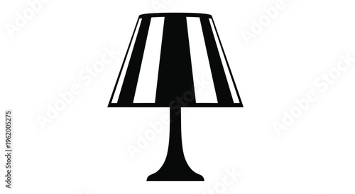 Black and white lamp design with striking striped shading silhouette
