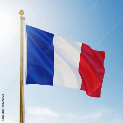 The French flag waving in the wind.