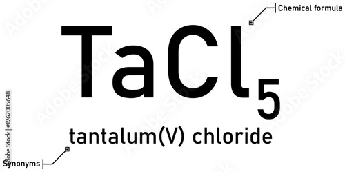 Tantalum (V) chloride chemical formula with callout titles