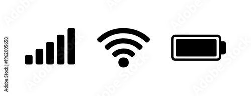 Mobile Device Status Icons,Signal, Wi-Fi, and Battery Indicators