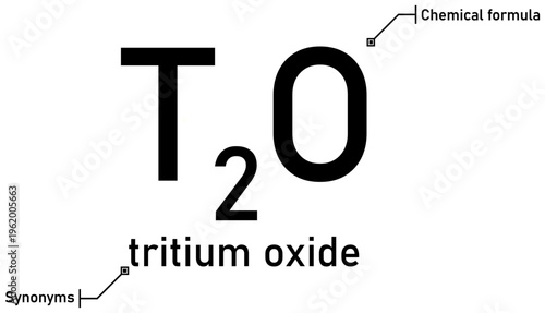 Tritium oxide chemical formula with callout titles