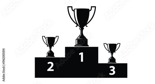 Trophy podium with first second and third place awards silhouette