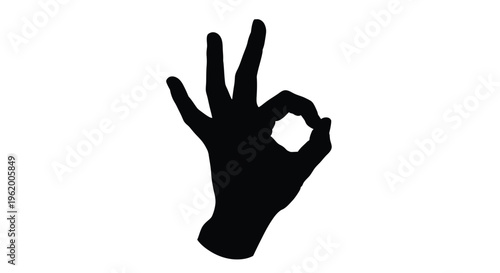 Black silhouette of a hand making the okay gesture silhouette