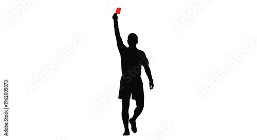 Referee displays a red card during a sporting event silhouette