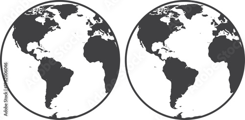 Iconic globe illustrations dual earth map icons