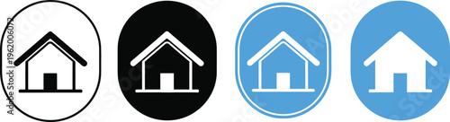 Icon variations of house symbols in oval shapes