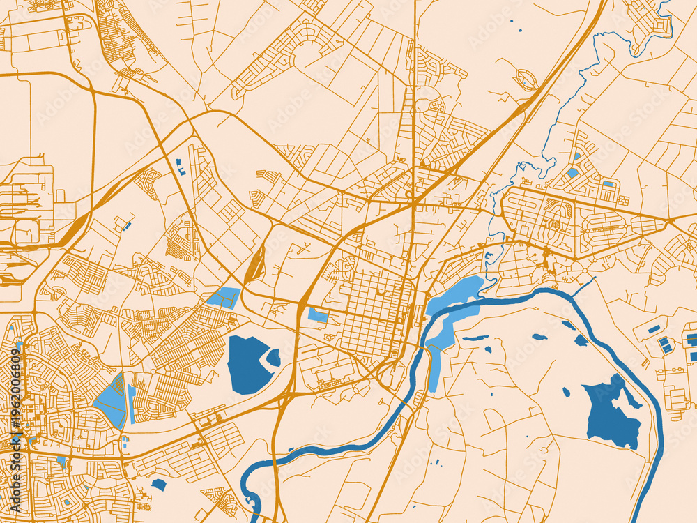 Fototapeta premium City layout poster — Vereeniging, South Africa – mustard-gold streets on cream
