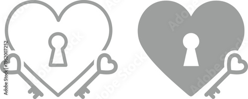 Heart shaped lock and key vector graphic illustration design
