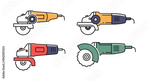 Angle Disc Grinder Line art creative abstract vector
