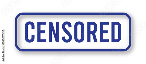 Censored badge vector with bold blue text, rounded corners, and subtle shadow for clean UI design