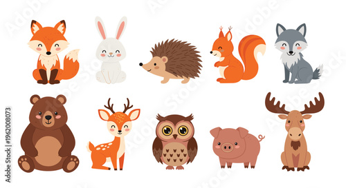 Cute safari animal vector set with lion elephant and giraffe nursery character mascots on white background