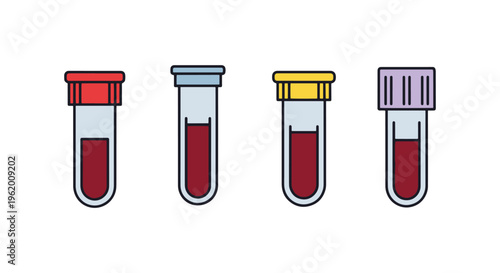 Blood Sample Tube Line art clean simple shapes vector