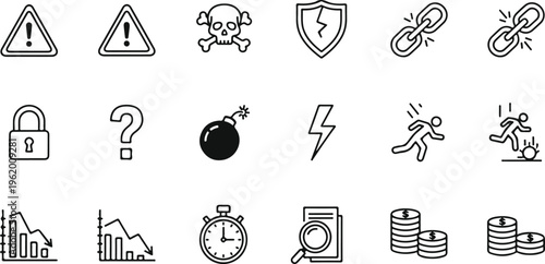 flat design vector icons set for safety security and business concepts isolated on white background