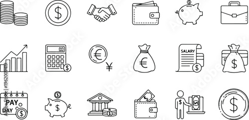 flat design payday and financial freedom concept with coins, salary, and shopping icons