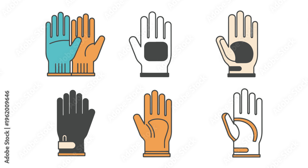 Obraz premium Anti Vibration Gloves Line art abstract clean shape illustration