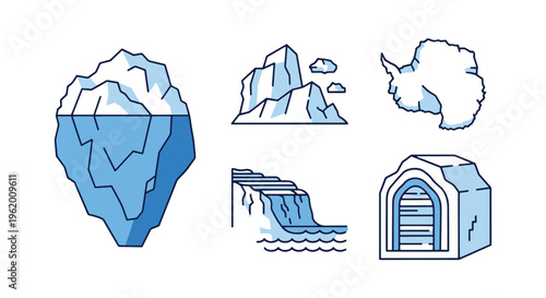 Antarctic Ice Line art vector minimal modern abstract