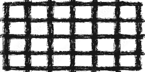 A vintage grunge texture of an old rusty metal grid pattern set against a black square frame design for a weathered prison window or industrial wall decoration illustration