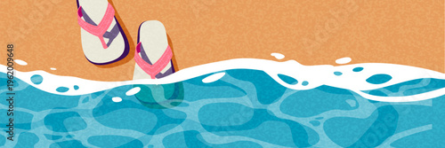 Flat design summer banner set with beach, travel and outdoor scenes.