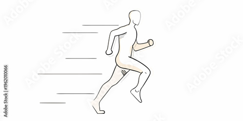 Sketch of a running figure with speed lines illustrating motion