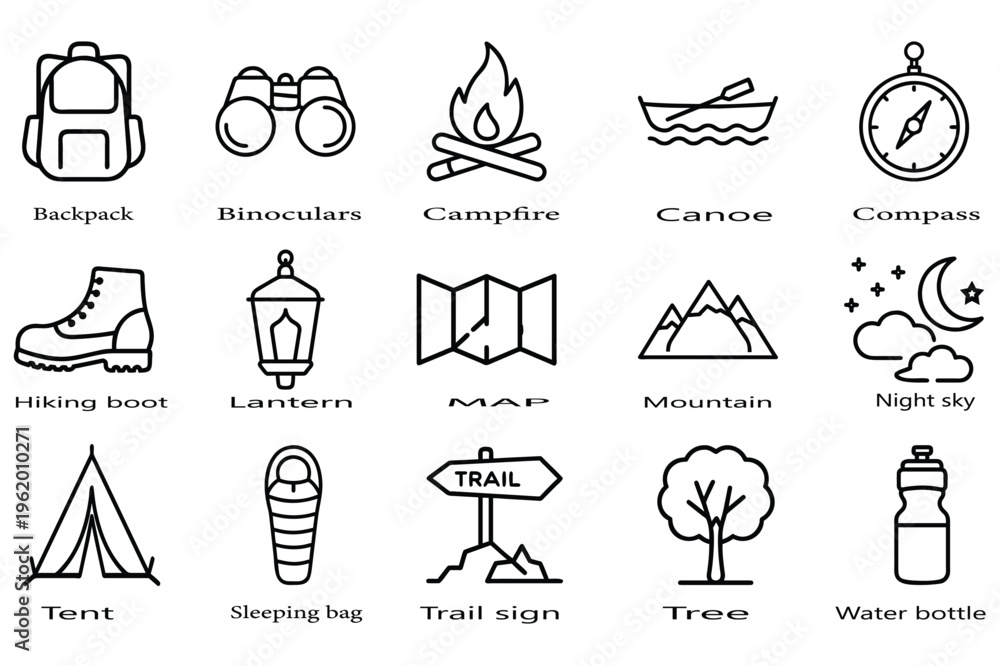 Fototapeta premium Camping and adventure icons in a single eps file