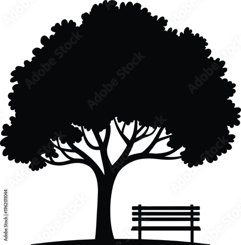 Tree Silhouette Vector Illustration of Nature Park Tree Design