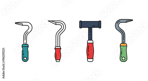 Crowbar Line art vector set simple minimal shapes illustration