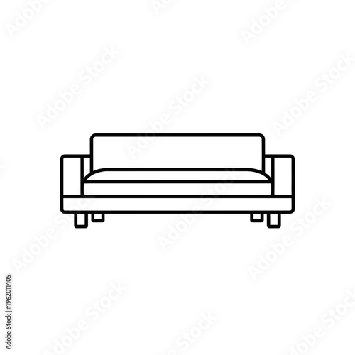 Minimalist line drawing of a modern sectional sofa with two cushions Vector, illustration