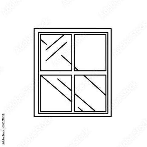 Geometric window design with intersecting diagonal lines and square panes Vector, illustration