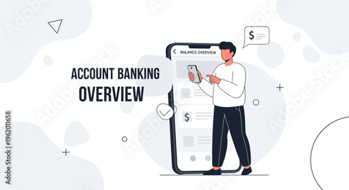 Man Checking Account Banking Overview on Smartphone App, Digital Finance Concept