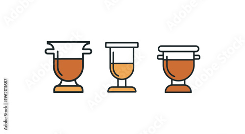 Crucible Line art vector set simple shapes