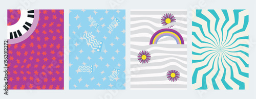 Vibrant retro abstract pattern backgrounds collection
 