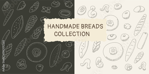 Hand-drawn flour food collection vector


