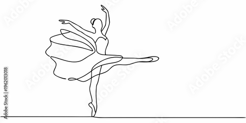 Elegant ballerina depicted in a continuous line drawing style