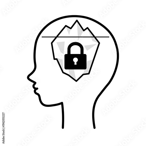 潜在意識のブロックを表す氷山の思考アイコン