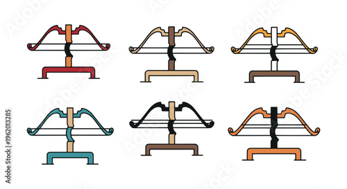 Bow rack Line art vector set abstract simple decorative illustration